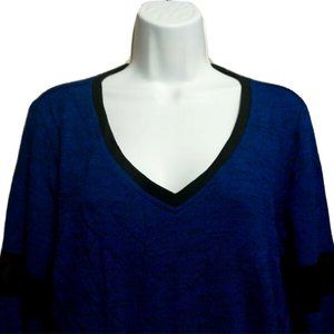 Guess Women's Medium Long Sleeve Purple Tunic V Neck Shirt Top